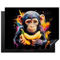 HERDABDECKPLATTE Affe - Graffiti - Farbenfroh - Bananen - Modern 77x59 cm - Gelb, Kunststoff (77/0.2/59cm) - MuchoWow