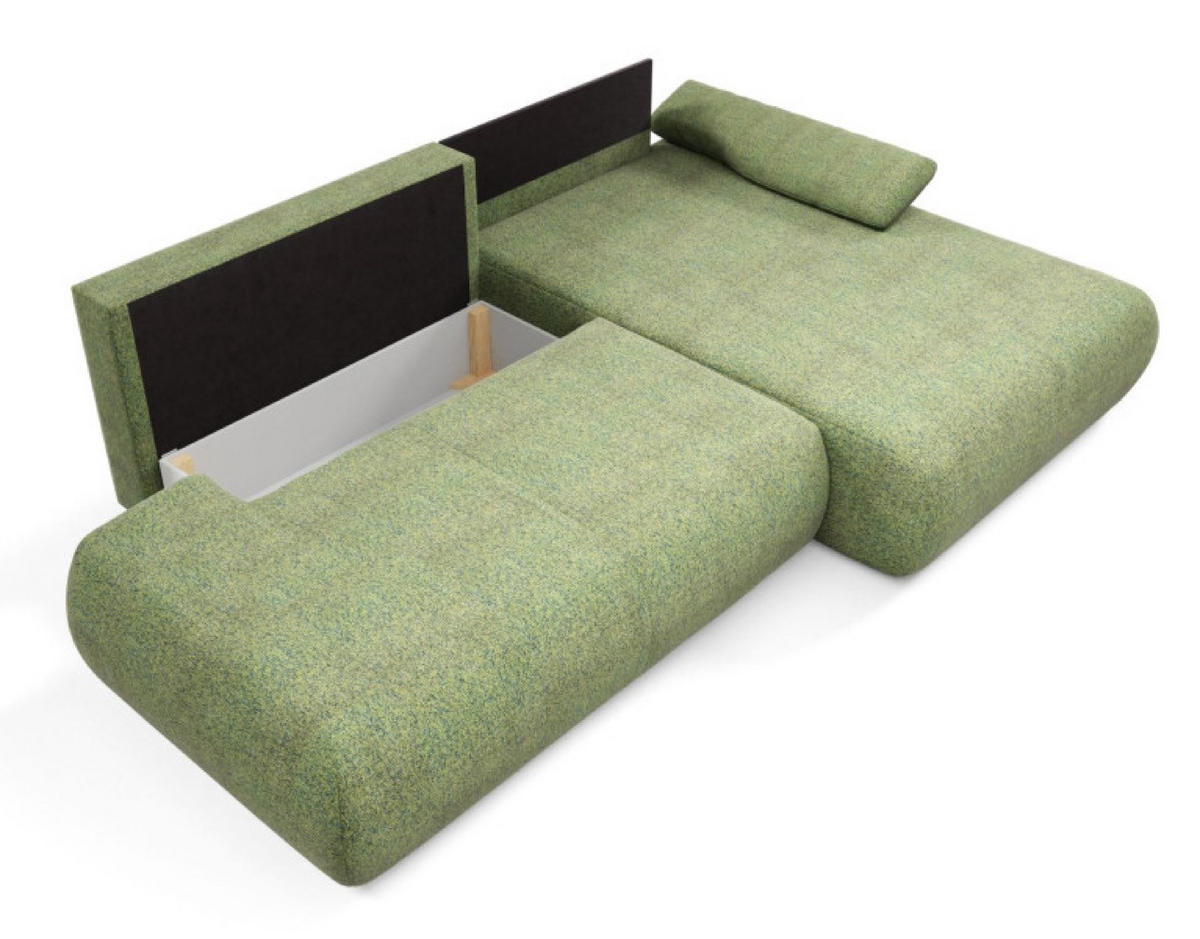 ECKSOFA Grün PENTI Ausziehbar Mit Bettkasten Rechts - Grün, Textil (173.5/286cm) - Sepro Meble