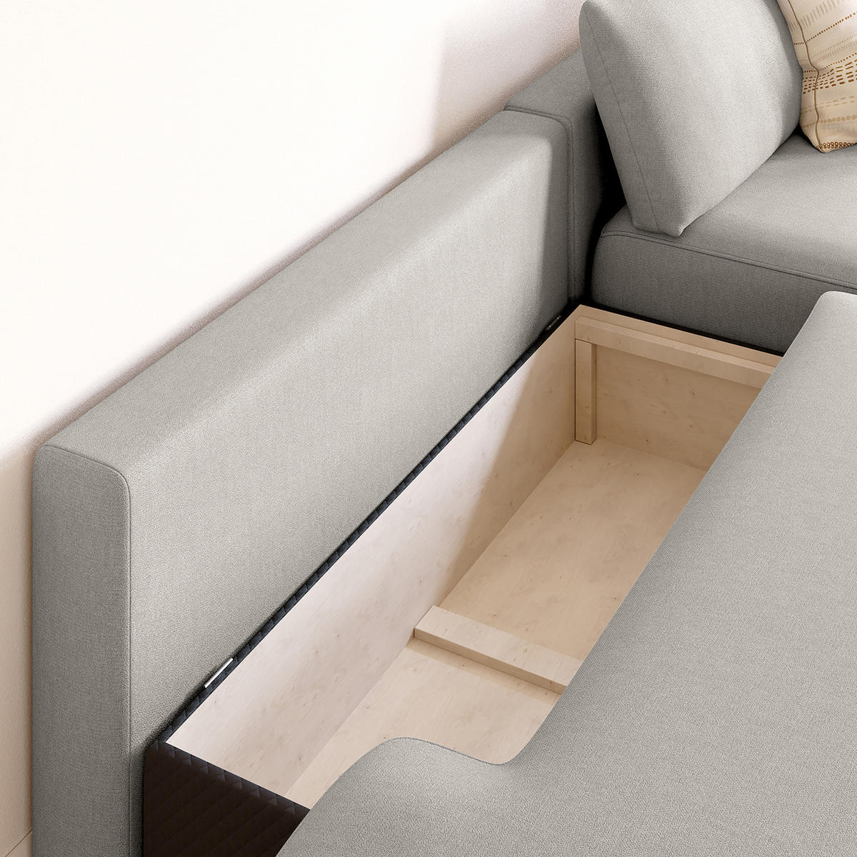 ECKSOFA mit Schlaffunktion - Longchair - Hellgrau/Schwarz, Kunststoff/Textil (253/167cm) - home24