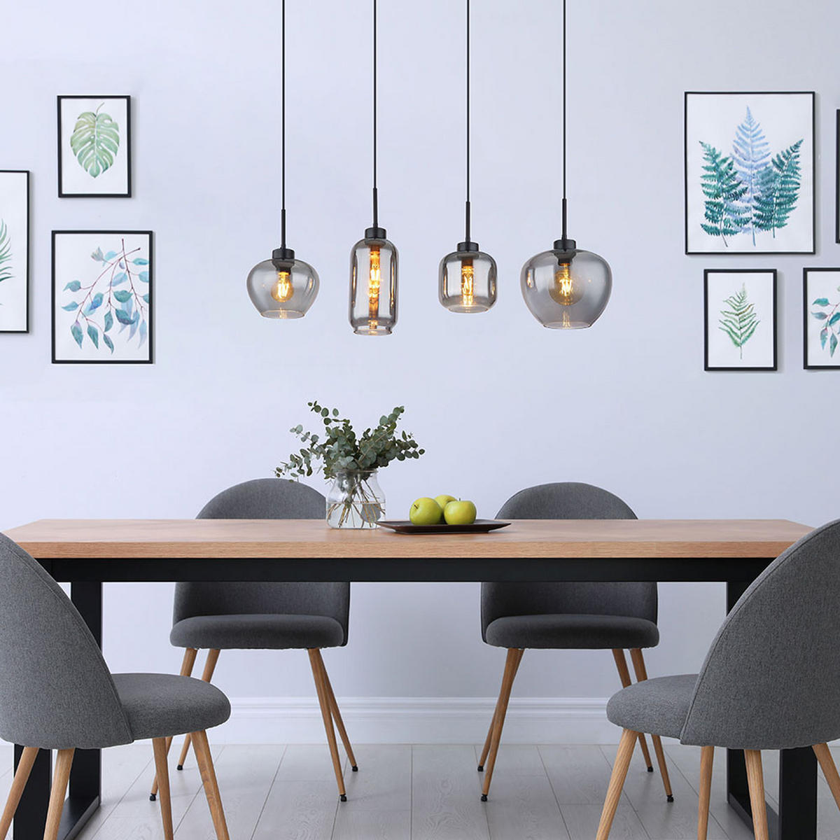 HÄNGELEUCHTE Metall Rauchglas Grau - Grau, Glas (99.5/24/120cm) - Globo Lighting