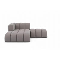 CHAISELONGUE Mit Hocker Grand, Veloursstoff Salvador, Grau, Links - Grau, Holz (204/179cm) - Kaiser Möbel