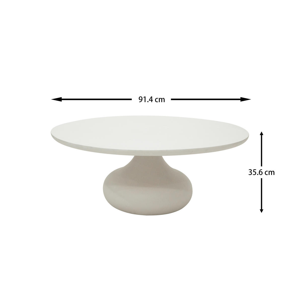 COUCHTISCH CORDOBA 91/91/36 cm Beton, Weiß rund - Weiß, Naturmaterialien (91/91/36cm) - Elementi