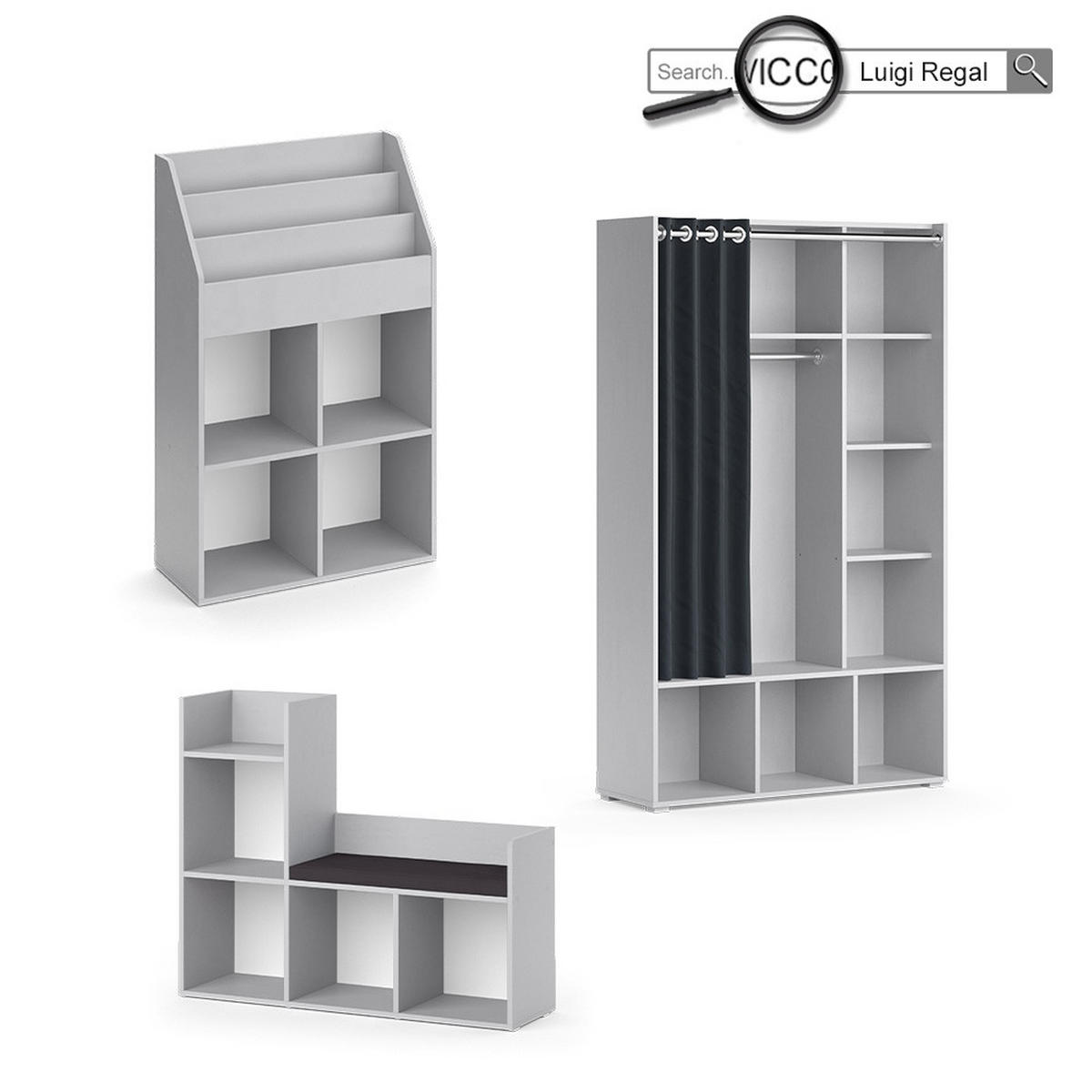 DĚTSKÁ POLICE Luigi Šedá - šedá, kompozitní dřevo (107.2/88.6/30.9cm) - Vicco