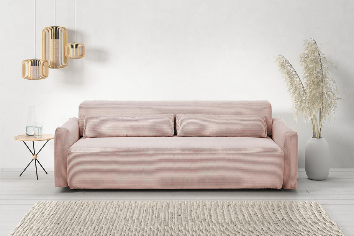 SCHLAFSOFA NEO Pink Cord - Pink/Schwarz, Kunststoff/Textil (233/75/108cm) - KAWOLA