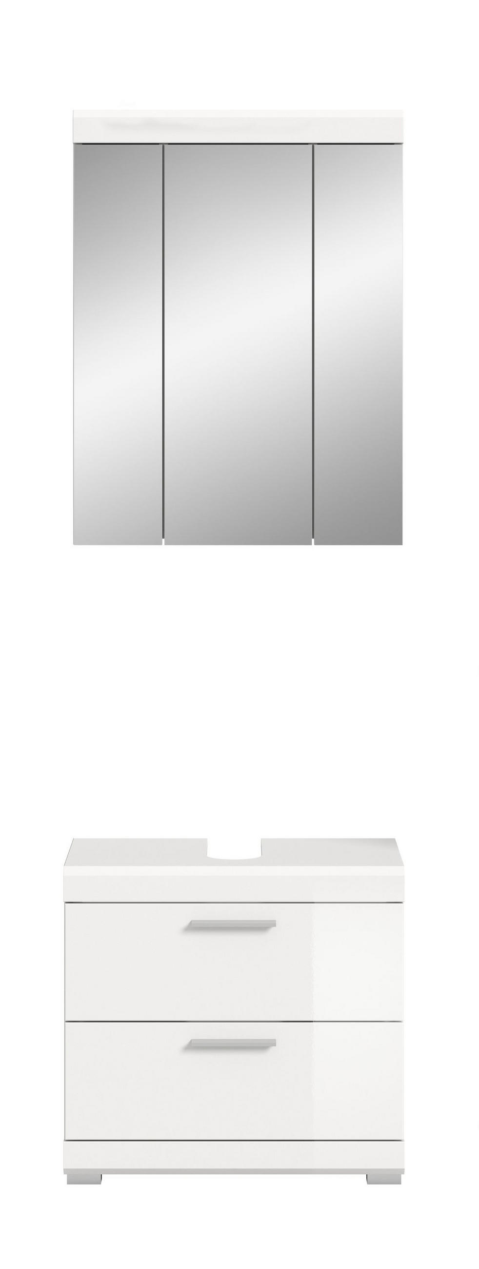 BADKOMBINATION 2tlg. Scout Bad in weiß Nachbildung und weiß hochglanz B/H/T: 60x191x34 cm - Weiß, Holz (60/191/37cm)
