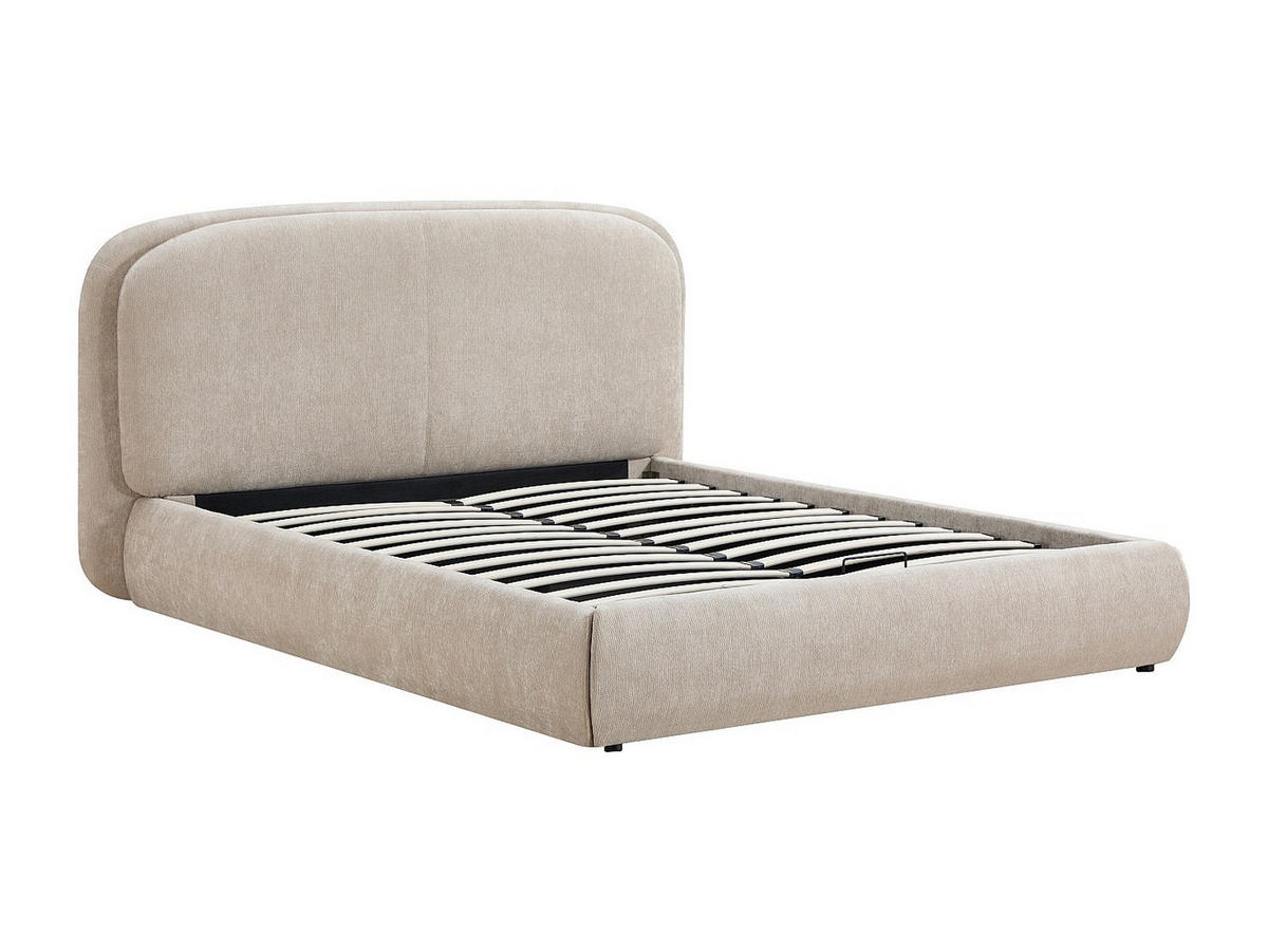BETT mit Bettkasten - 2 Personen - Stoff - Beige - - Beige, Textil (160/200cm) - Vente-Unique