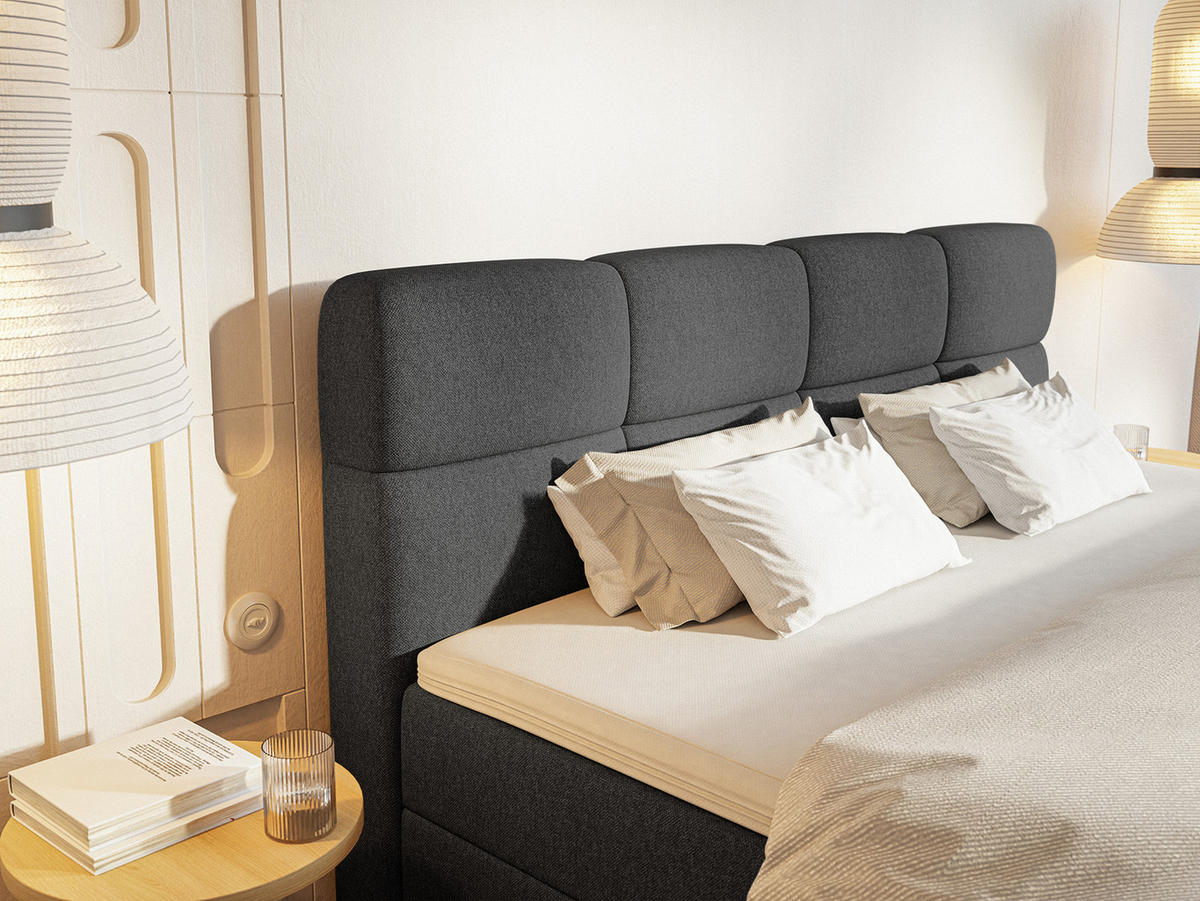 BOXSPRINGBETT ALZEA 180x200 cm, Schwarz - Schwarz, Textil (180/200cm) - Fedve