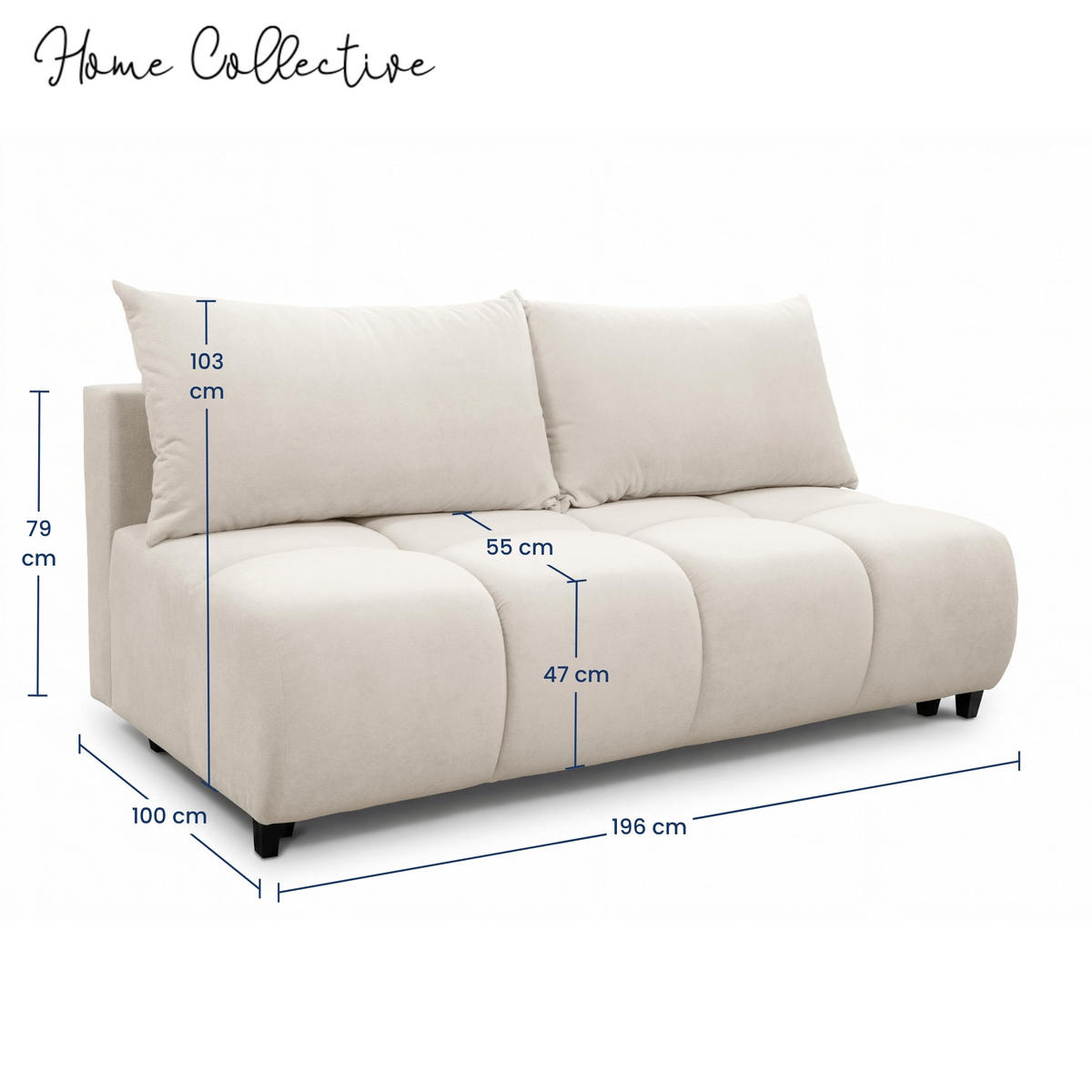 SOFA 196 cm in Beige - Beige, Textil (196/79/100cm) - Home Collective