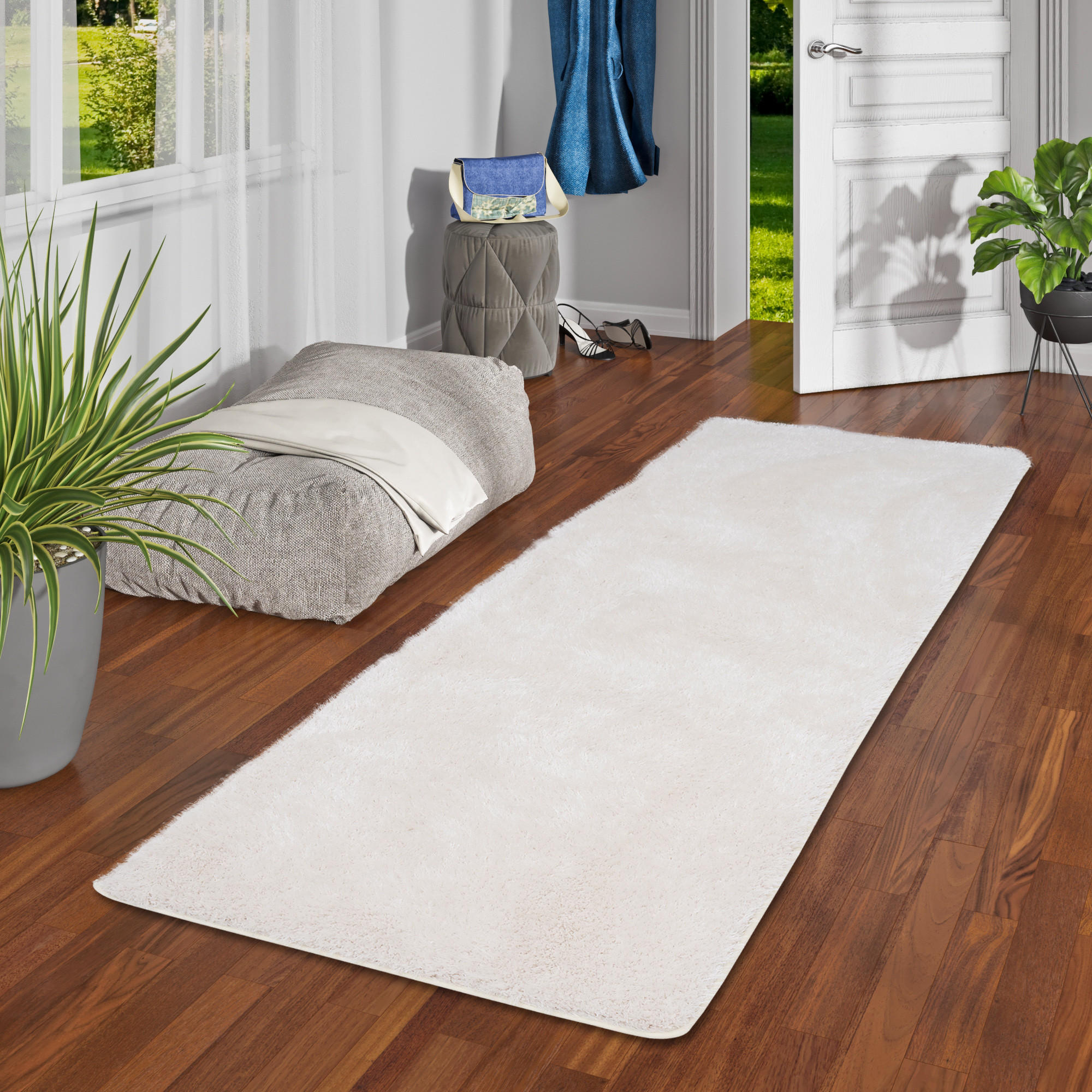 HOCHFLOR SHAGGY TEPPICH FEELING MIX LÄUFER - Weiß, Textil (100/300cm) - Snapstyle