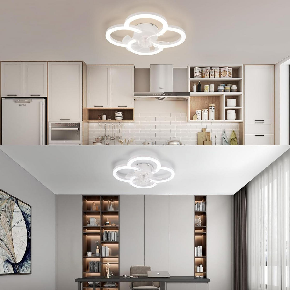 LED-DECKENLEUCHTE Ulvarn 50/50/14 cm - Weiß, Metall (50/50/14cm) - ZMH