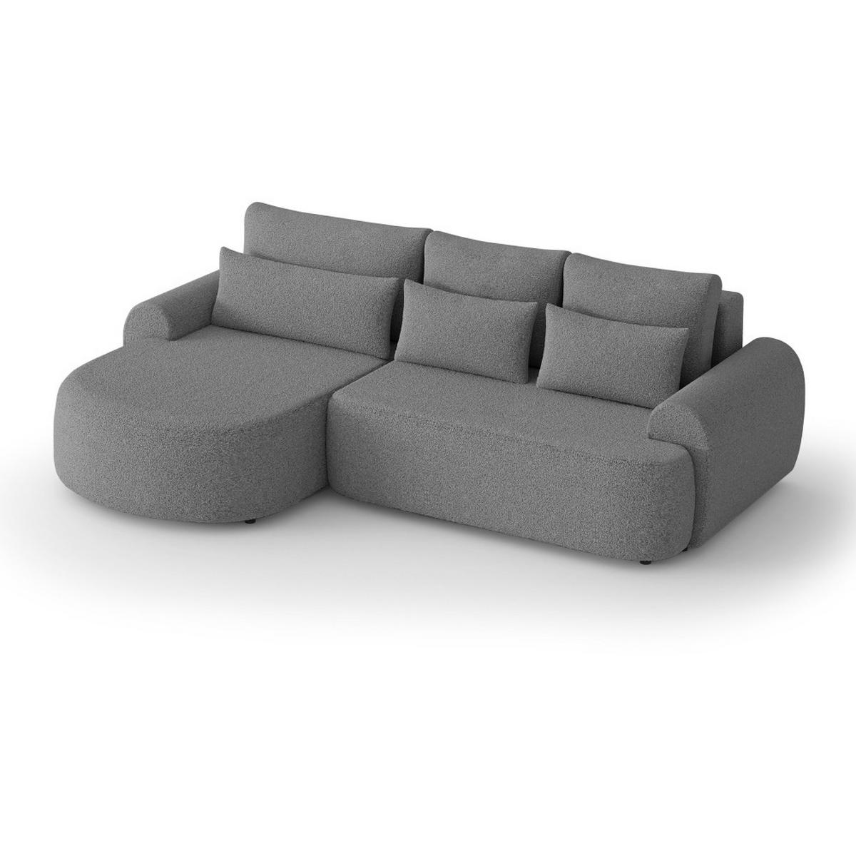 ECKSCHLAFSOFA Olivio L Grau, links - Schwarz/Grau, Kunststoff/Textil (266/170cm) - Beautysofa