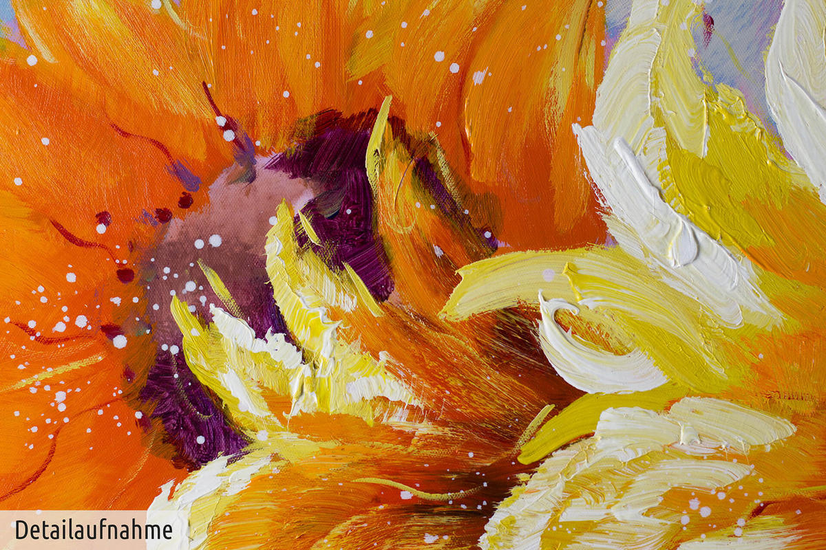 ACRYLBILD HANDGEMALT 150/50 cm - Gelb/Orange, Holz/Textil (150/50cm) - KUNSTLOFT