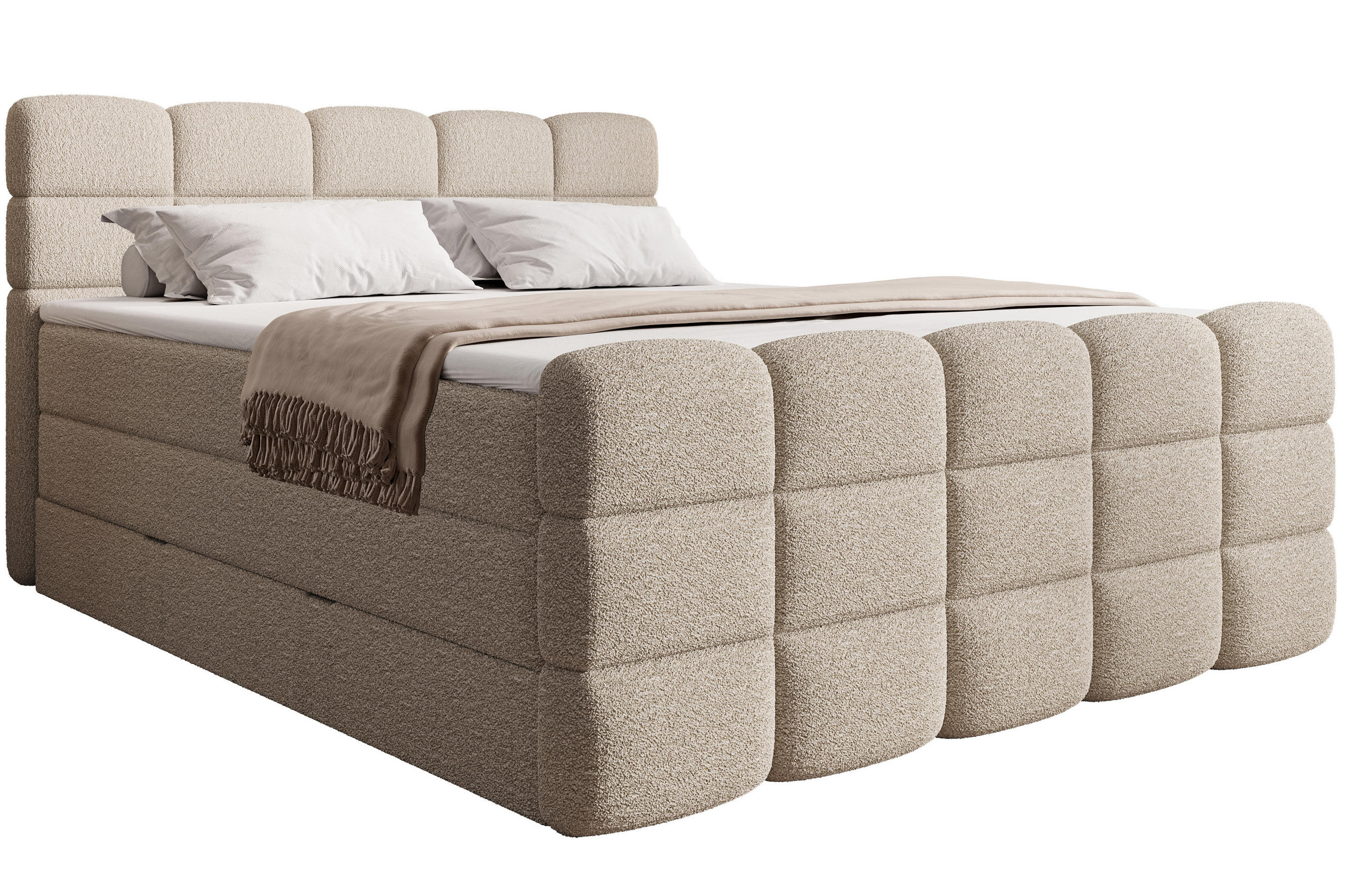 BOXSPRINGBETT Carenzo 1 beige 200/200 cm H3/H4 - Beige, Textil (200/200cm) - wonello
