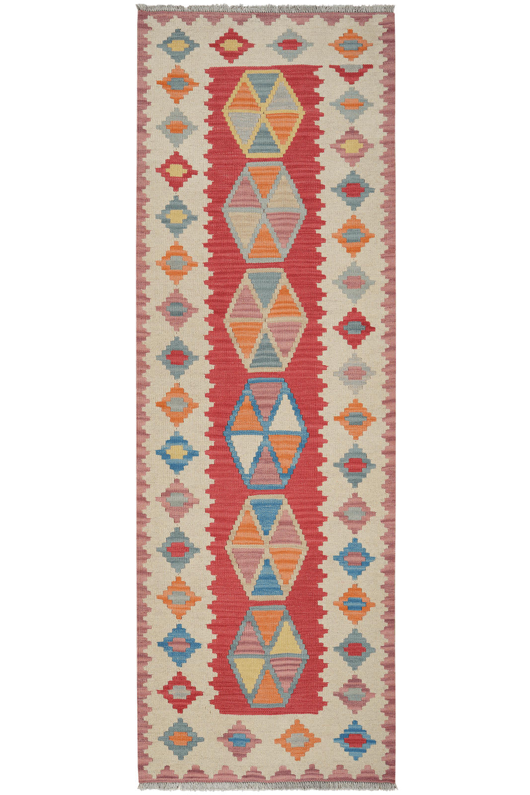 KELIM-LÄUFER handgewebt Gashgai Rot 252/83 cm Schurwolle - Rot, Textil (83/252cm) - Looma