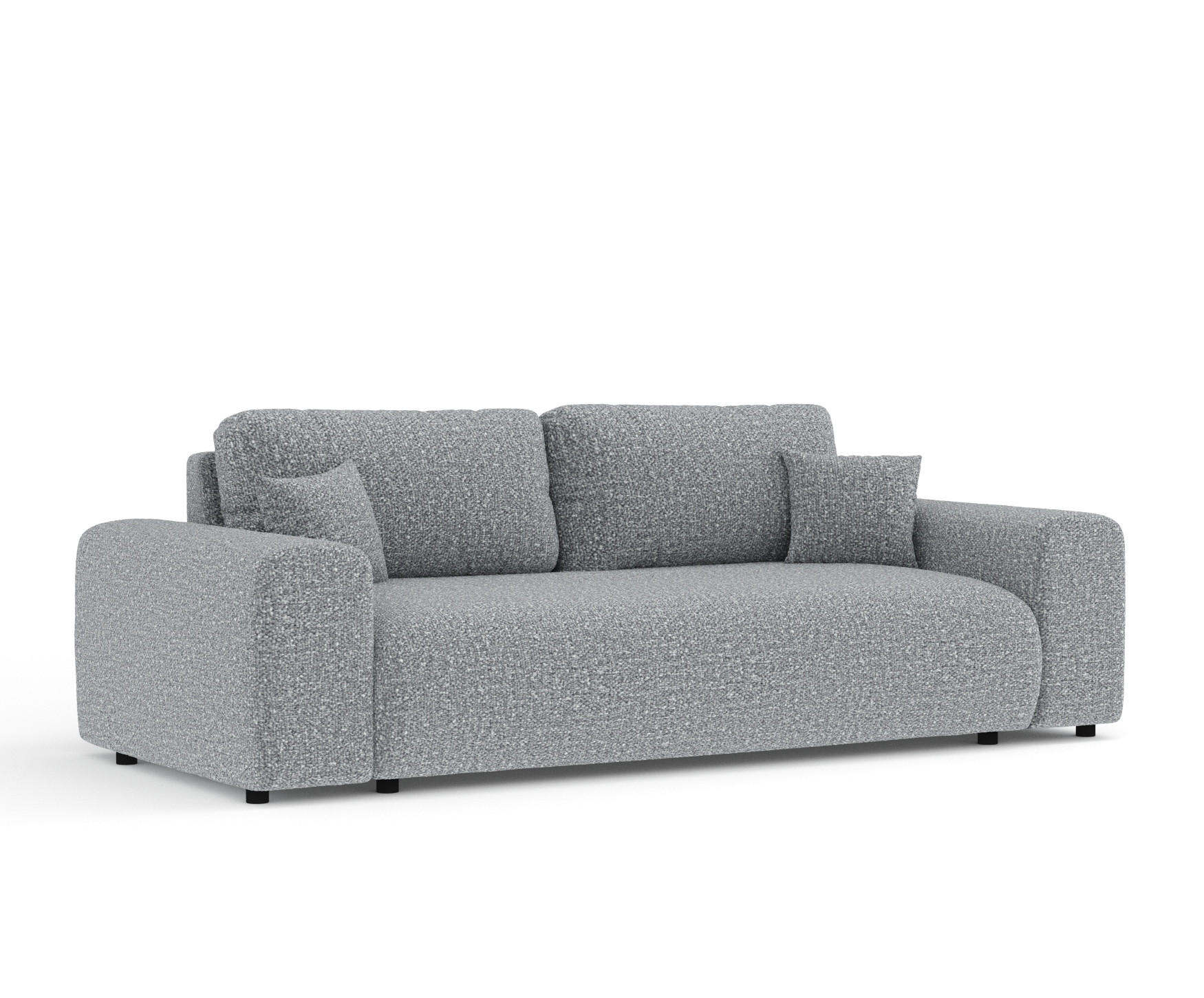 3-SITZER-SOFA Zanzibar Grau Plüschstoff - Schwarz/Grau, Holz/Holzwerkstoff (213/79/108cm) - Maison de Reve
