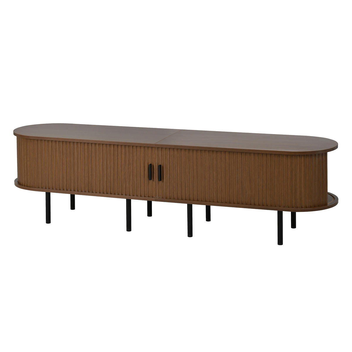 TV-ELEMENT 170/40/46 cm Walnuss mit Schiebetüren und 2 offene Fächer - Nussbaumfarben, Holz (170/46/40cm) - Oxeza