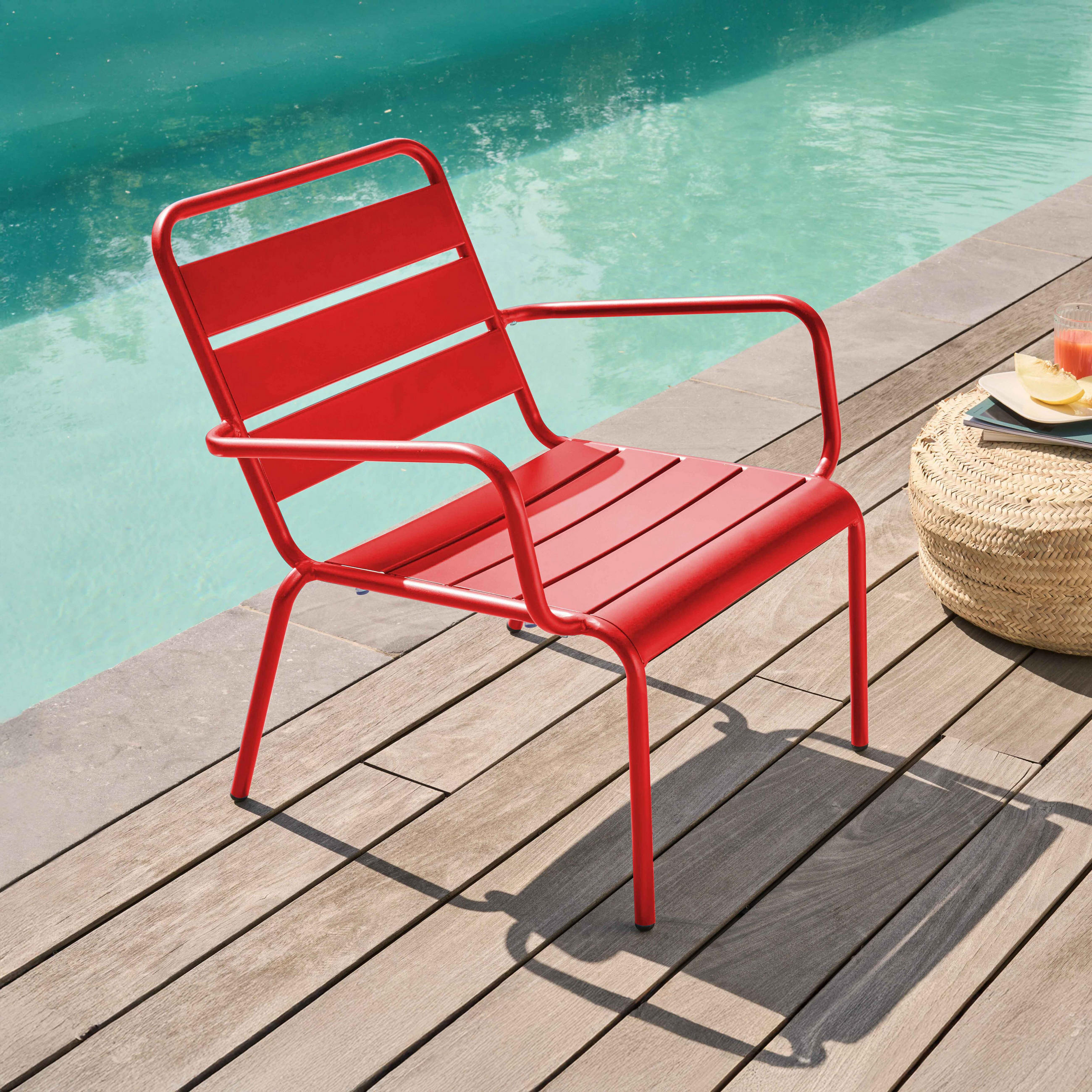 RELAXSESSEL, Rot - Rot, Metall (65/76/70cm) - Oviala