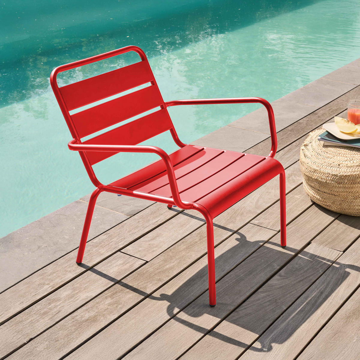 RELAXSESSEL, Rot - Rot, Metall (65/76/70cm) - Oviala