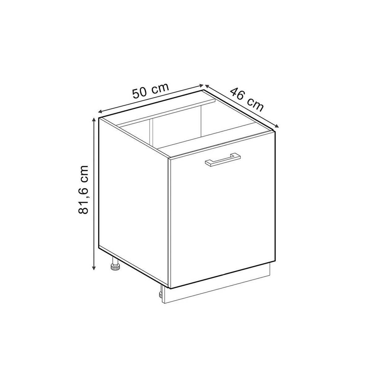 KÜCHENUNTERSCHRANK R-Line, Rot Hochglanz/Anthrazit, 50 cm ohne Arbeitsplatte - Anthrazit/Rot, Holzwerkstoff (50/81.6/46cm) - Vicco