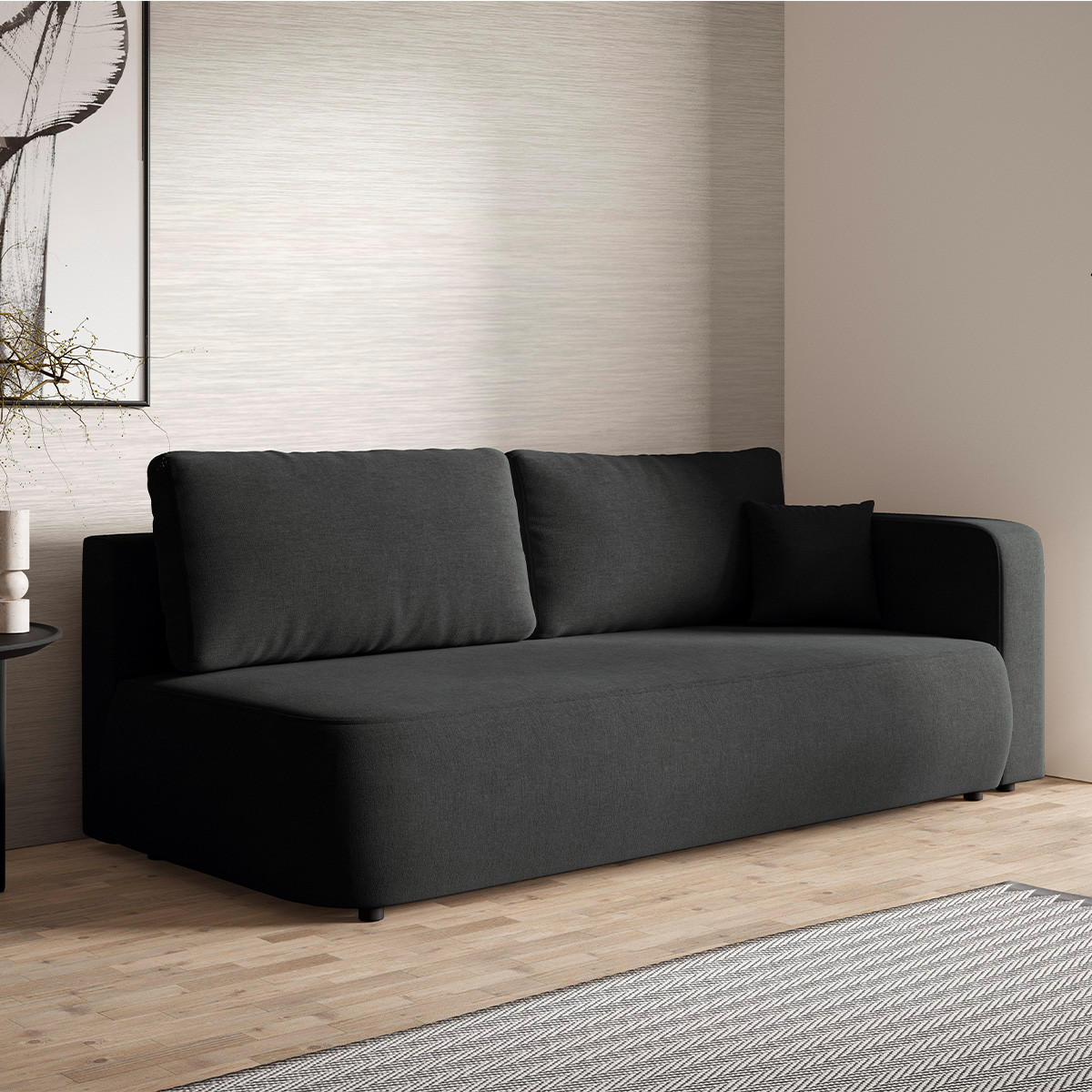 SOFA Antonio 3 Sitzplätze Schwarz - Schwarz, Holz (228/82/106cm) - Petits-meubles