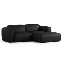 ECKSOFA mit XL-Longchair - Schwarz, Leder/Kunststoff (260/171cm) - home24