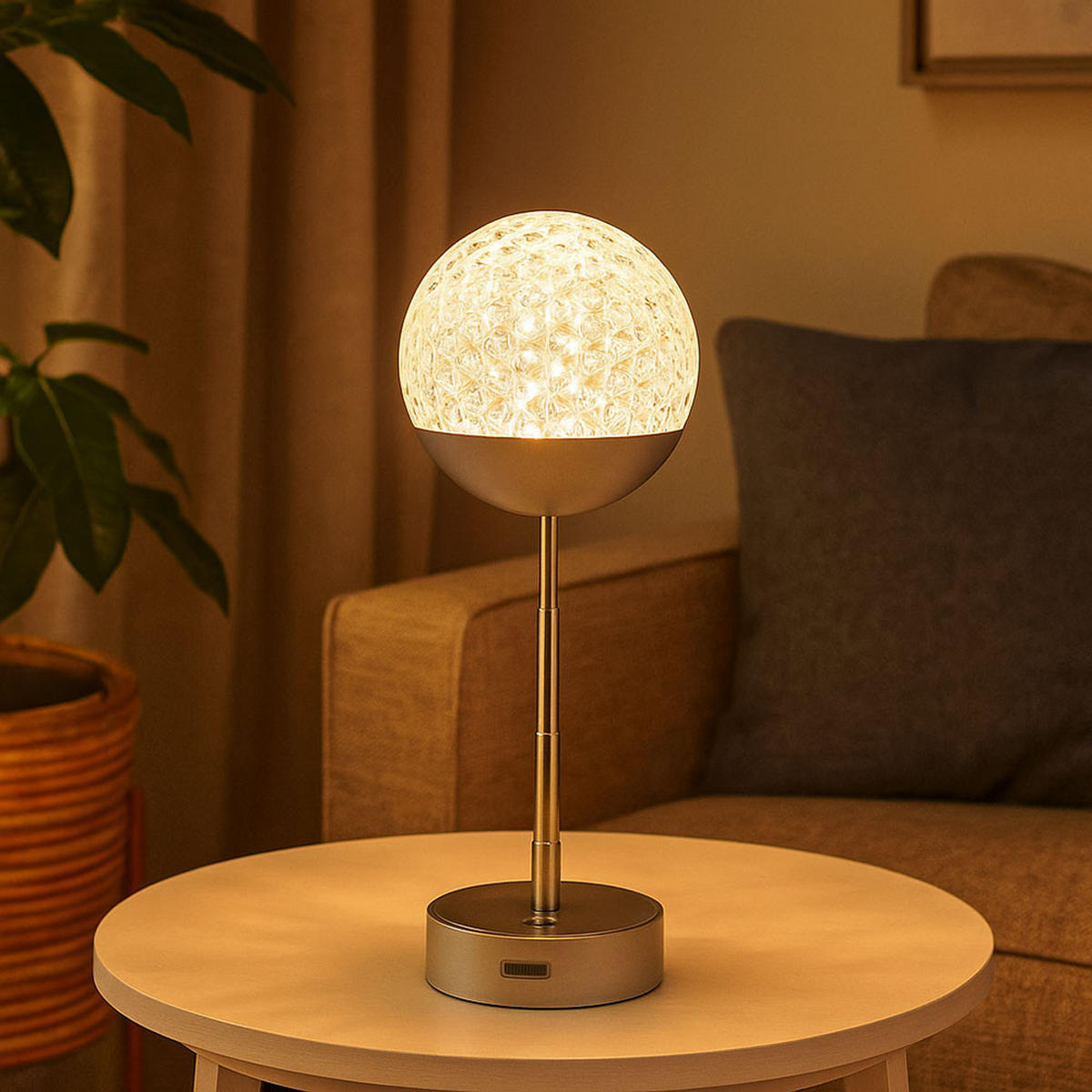 LED TISCHLEUCHTE Edelstahl Silber - Silberfarben, Metall (12/12/31.5cm) - Globo Lighting