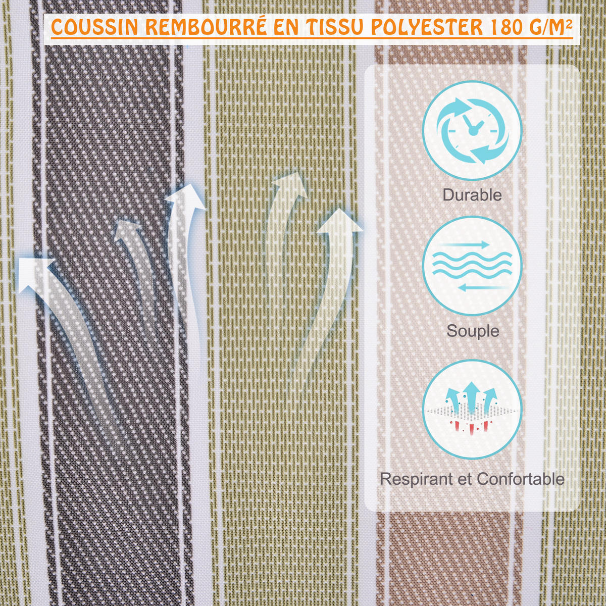 HÄNGESESSEL DE-15226 100/49/106 cm mit Macramé Mehrfarbig gestreift - Beige, Metall (49/106/100cm) - ComfortXL