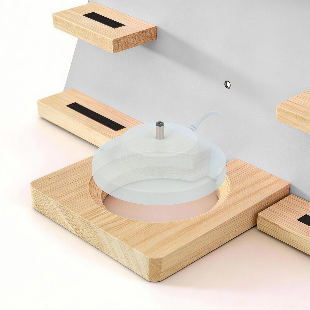 WANDREGAL Grau für Toniebox Zeltform Magnetleisten - Grau, Holz/Holzwerkstoff (49/69/9cm) - Relaxdays