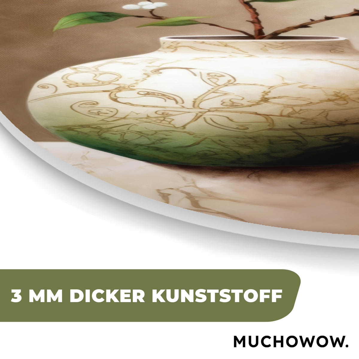 WANDBILD Blumen - Vase - Weiß - Botanisch - Beige 80x120 cm - Ecru, Kunststoff (80/120cm) - MuchoWow