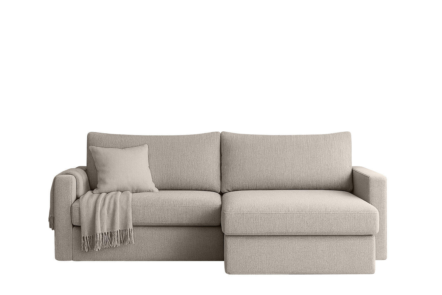 ECKSOFA Mit Schlaffunktion Und Bettzeugablage LUBEKA Stoff Faro Hellgrau Rechts - Hellgrau, Holz (224/147cm) - Kaiser Möbel