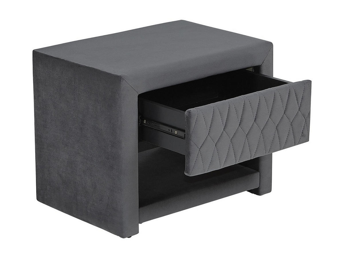 NACHTTISCH - 50cm x 35cm - Samt - anthrazitgrau - DANIELE - Anthrazit, Textil (50/41/35cm) - Vente-Unique