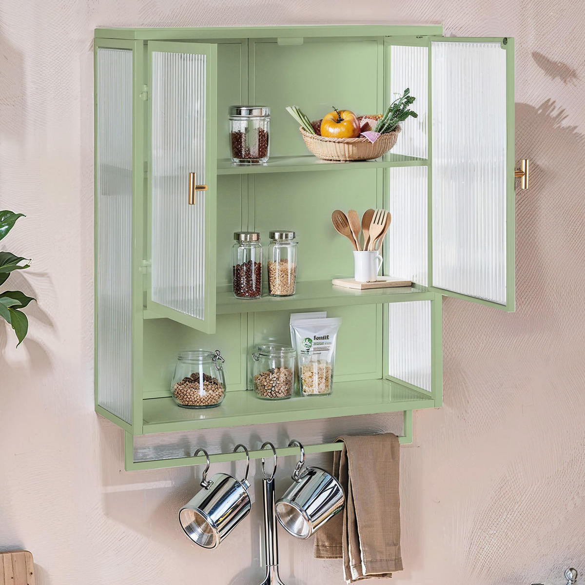 KÜCHENOBERSCHRANK 60/23/78 cm mit Glasfront in Grün und 2 Türen - Grün, Glas (60/78/23cm) - BEAOK