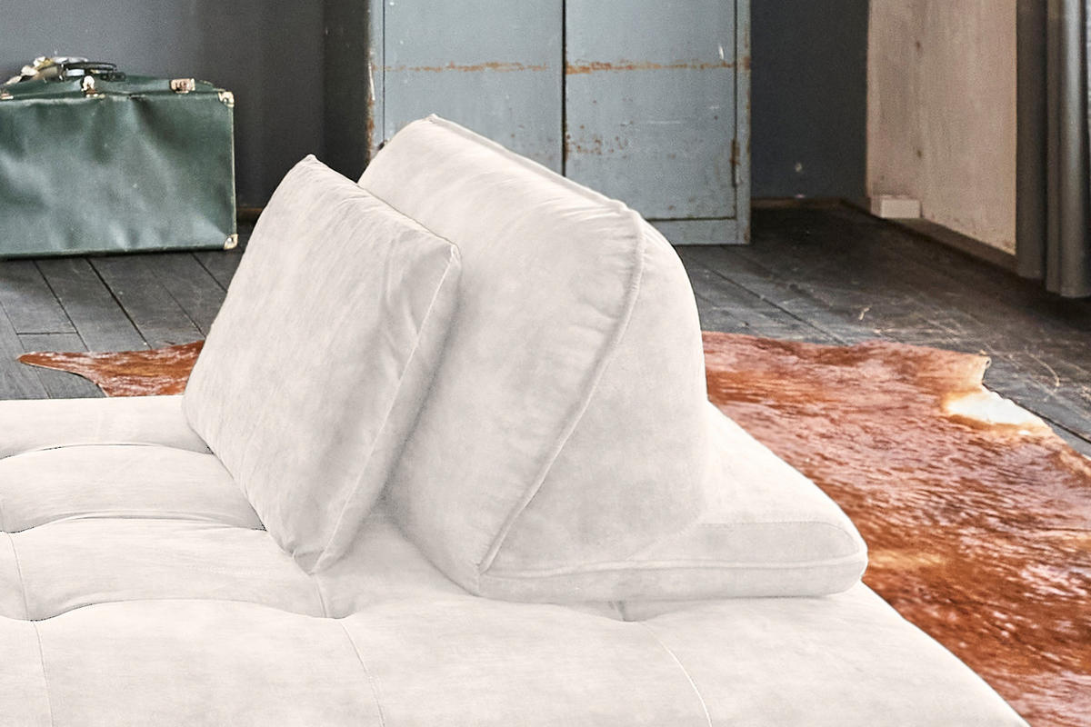 SOFA WIOLO Cremeweiß Velvet - Silberfarben/Creme, Textil/Metall (240/80/110cm) - KAWOLA