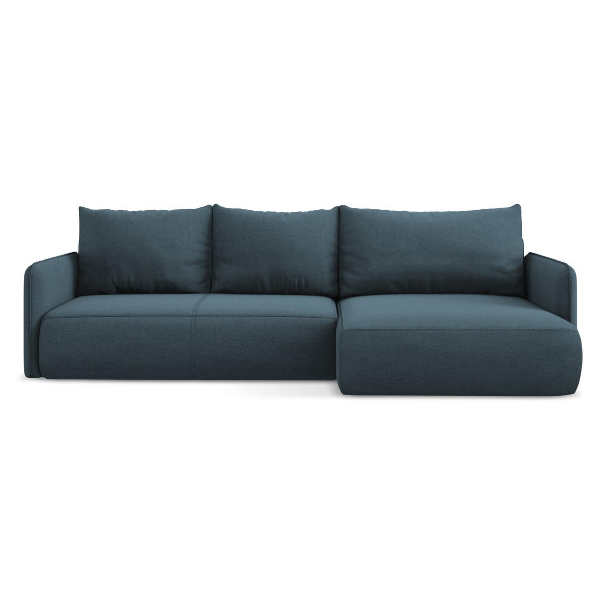ECKSOFA mit Schlaffunktion Strukturstoff Stoff Blau - Blau/Blaugrau, Kunststoff/Textil (240/148cm) - LaMiaSofa