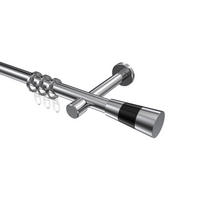 GARDINENSTANGEN-SET Prestige Tanara 480 cm (geteilt in 3 x 160 cm), 1-läufig, 20 mm Ø Chrom - Chromfarben/Schwarz, Metall (480cm) - INTERDECO