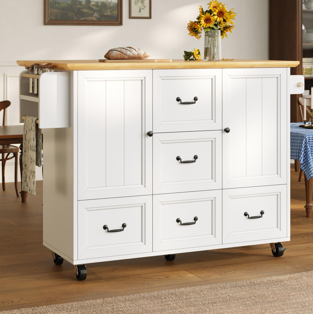 KÜCHENINSEL klappbar 120 x 73 x 92,5 cm Weiß MDF/Metall - Weiß, Metall (45/93/120cm) - Beauniv