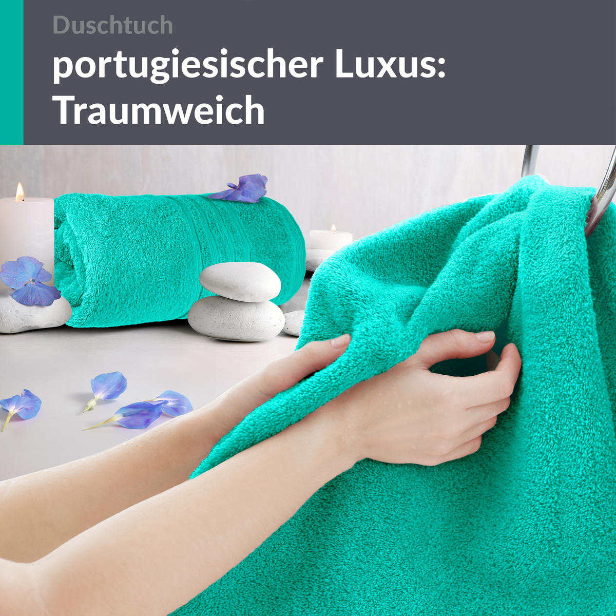 DUSCHTUCH London Meeres Türkis 2er Set 70x140 - Hellgrün, Textil (70/140cm) - Lashuma