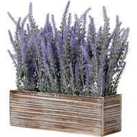 KUNSTPFLANZE Lavendel im Holztopf Landhaus-Stil - Flieder, Holz (20cm)
