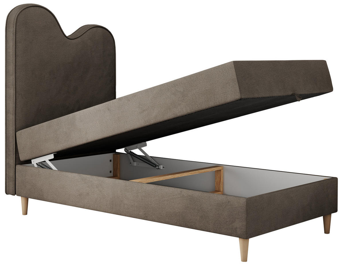BOXBETT FLOW 90/180 Braun Velvet hydrophob - H3 - Braun, Holz/Textil (90/180cm) - MKS
