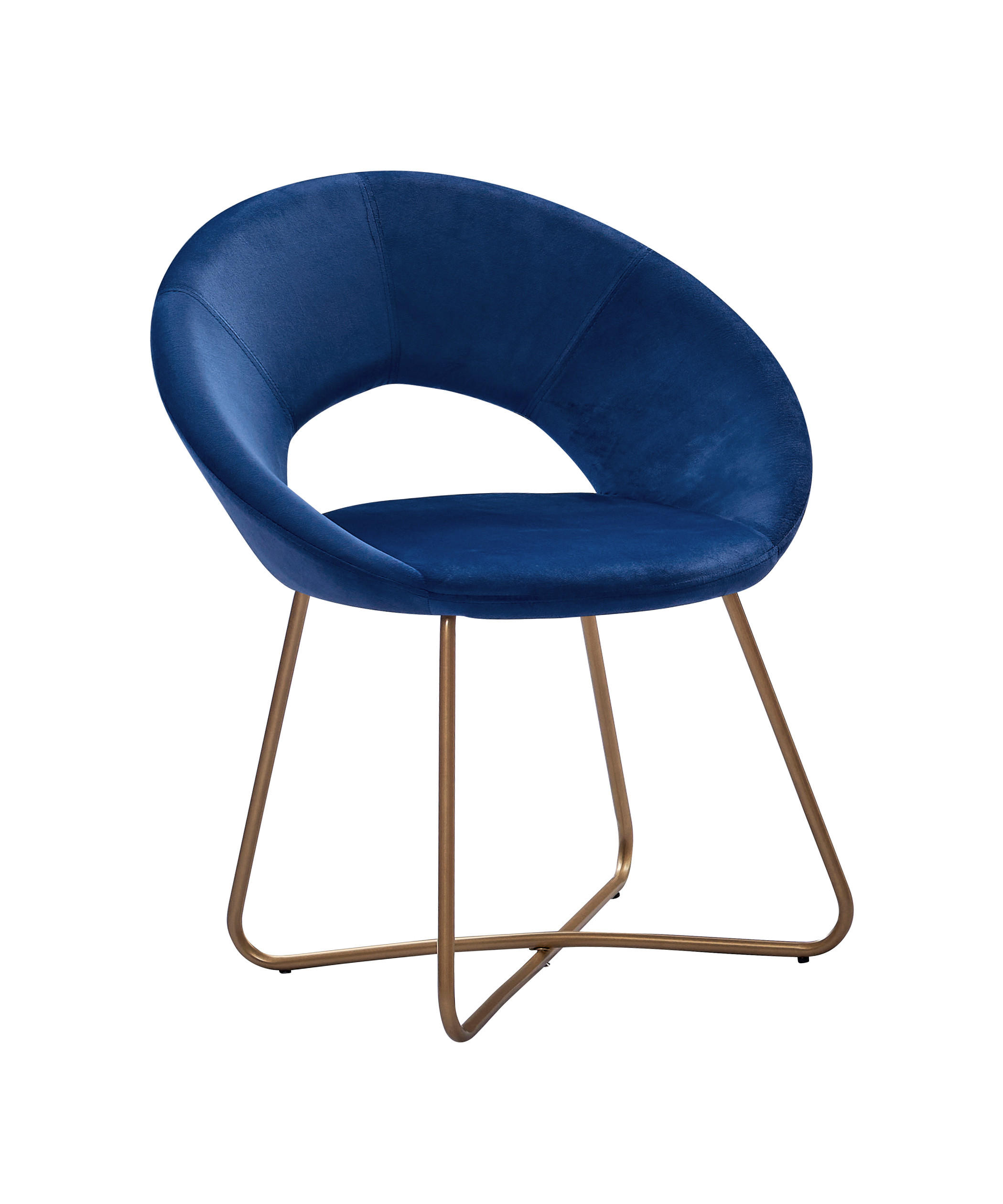SCHALENSTUHL LENNY - Blau/Goldfarben, Textil/Metall (64/77/46cm) - SAM
