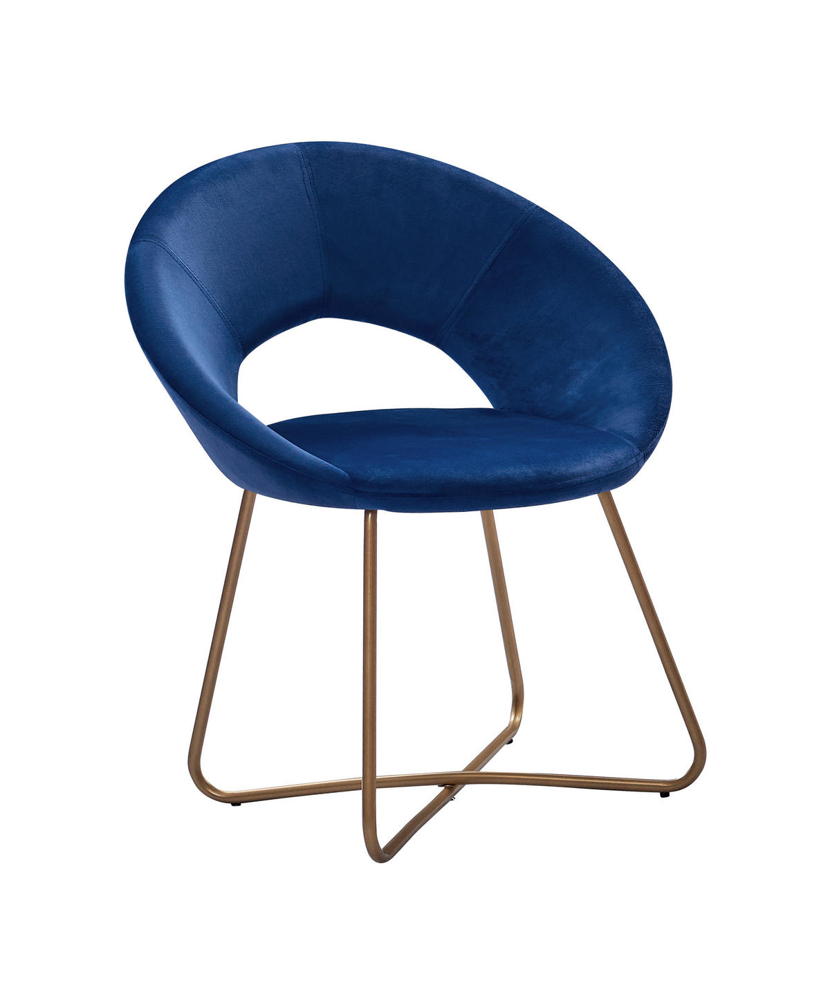 SCHALENSTUHL LENNY - Blau/Goldfarben, Textil/Metall (64/77/46cm) - SAM