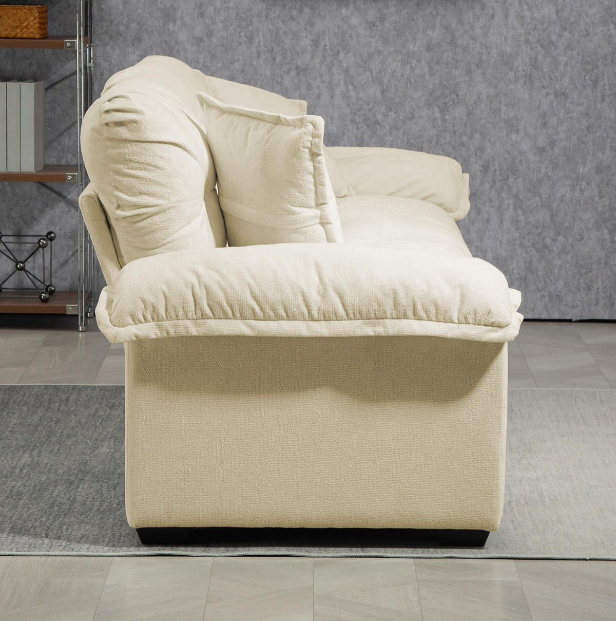 SOFASET 2-tlg. Tiefsitz mit Kissen Beige - Beige, Kunststoff (91.4/87.6/213.4cm) - Meubliv