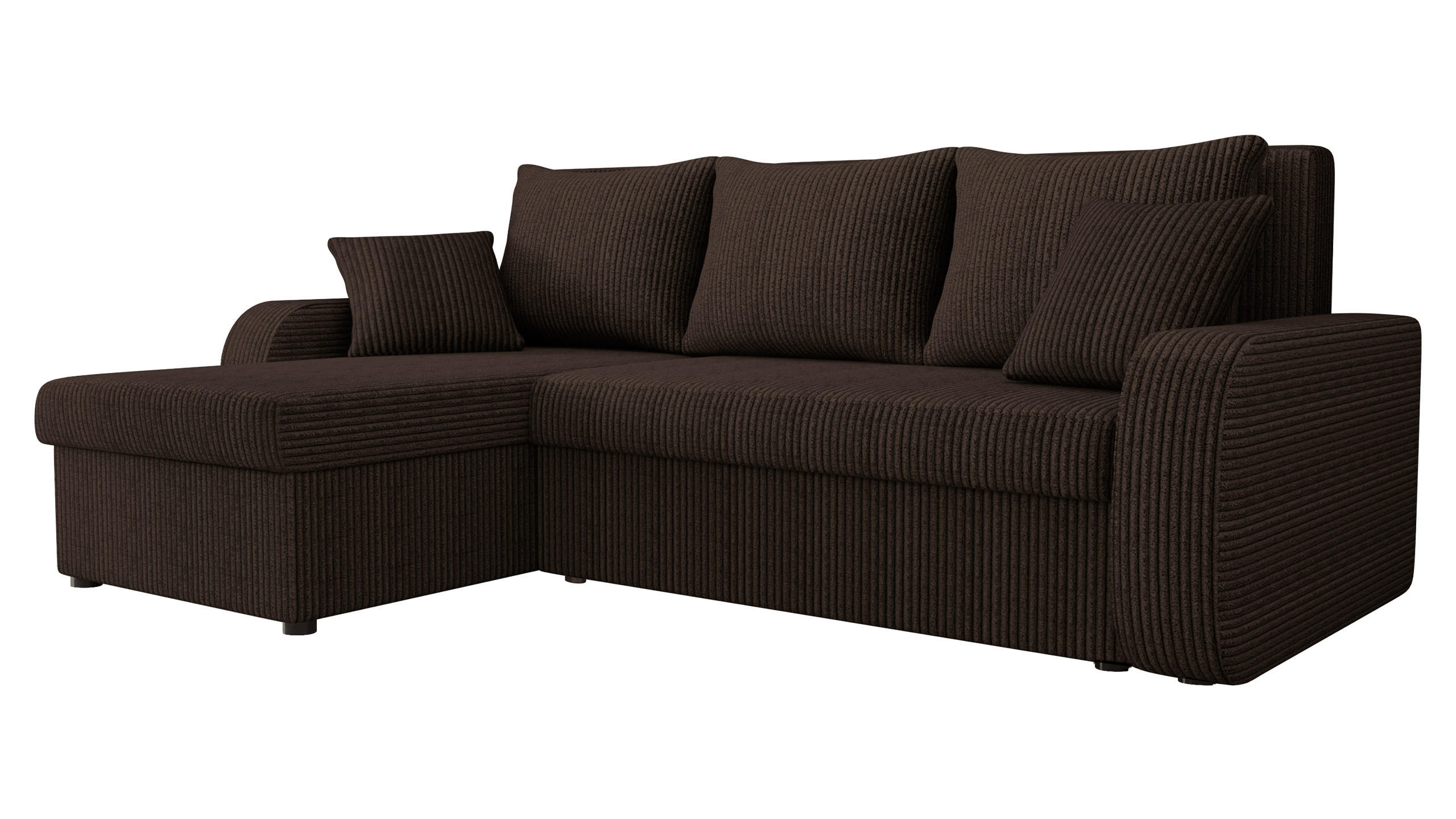 ECKSOFA Kris Cord - Nussbaumfarben/Schwarz, Holz/Kunststoff (238/147cm) - MIRJAN24