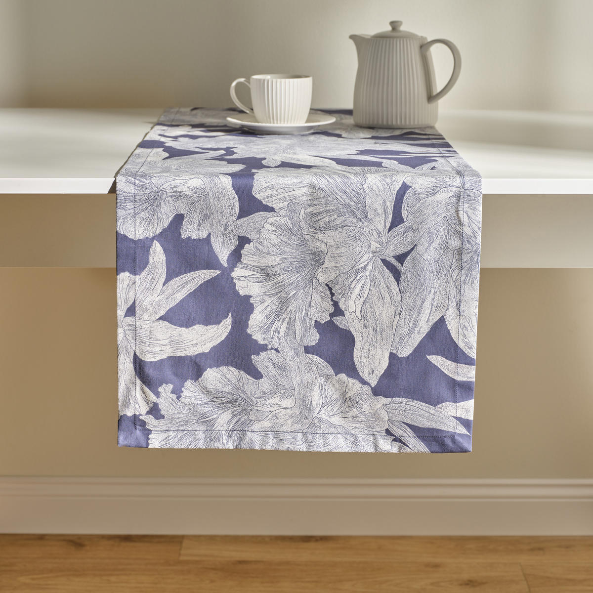 TISCHLÄUFER Flowa 40x180cm, Dunkelblau - Dunkelblau, Textil (180/40/1cm) - home&you