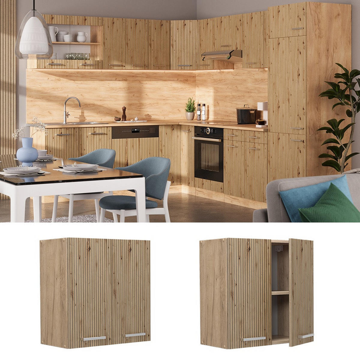 HÄNGESCHRANK R-Line Artisan-Eiche 60 cm - Honigeiche/Eiche Artisan, Holzwerkstoff (60/60/31cm) - Vicco