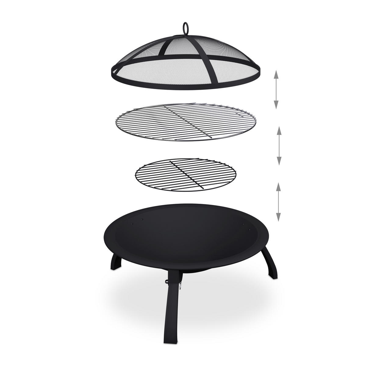 FEUERSCHALE - Schwarz, Kunststoff/Metall (60/37/60cm) - Relaxdays