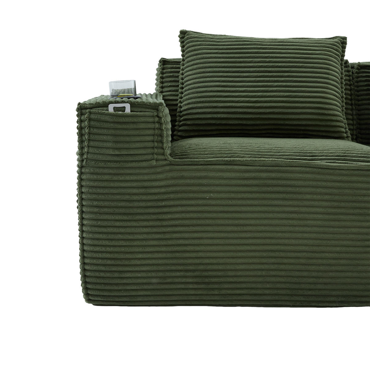 2-SITZER-SOFA DE-33835 modular mit Getränkehaltern Grün - Grün, Textil (188/75/90cm) - ComfortXL
