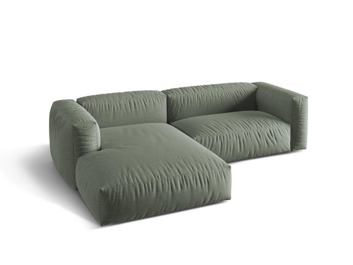 ECKSOFA modular links Martina aus strukturiertem Stoff moosgrün 2 Sitzplätze - Salbeigrün, Textil (176/283cm) - Micadoni
