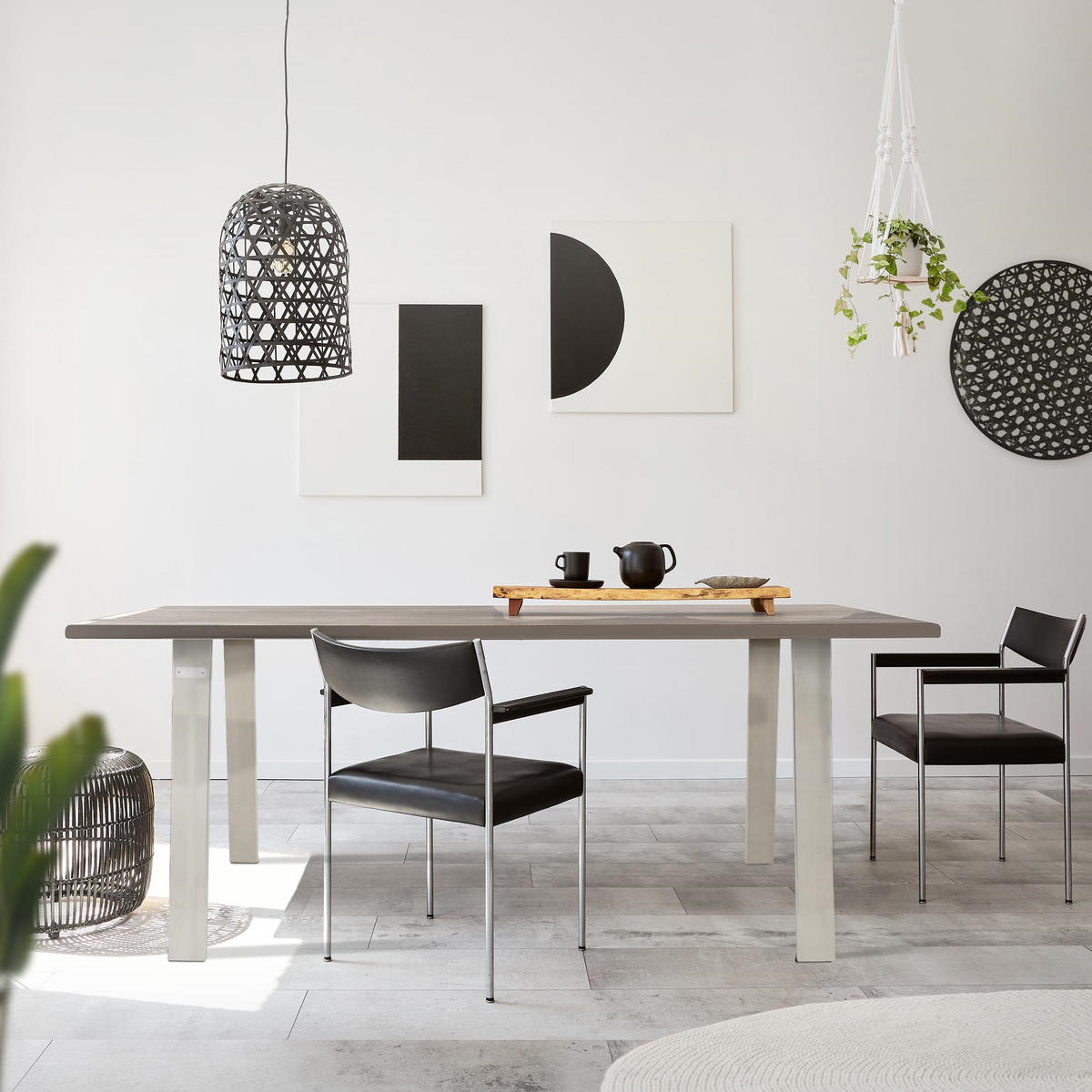 TISCHBEINE 2er Set Loft 75 x 72 cm Silber - Silberfarben, Metall (75/8/72cm) - ML-DESIGN