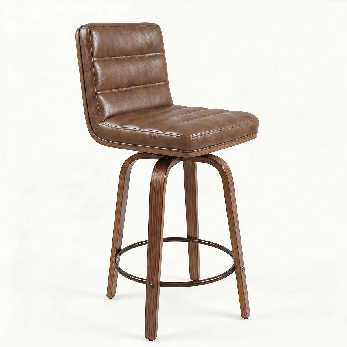 BARHOCKER DE-36437 mit geschwungenen Holzbeinen Rotbraun - Braun, Holz (48/90/40cm) - ComfortXL